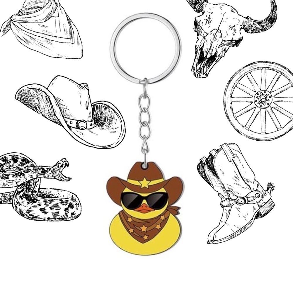 Western Rubber Duck Keychain | Funny Novelty Gifts